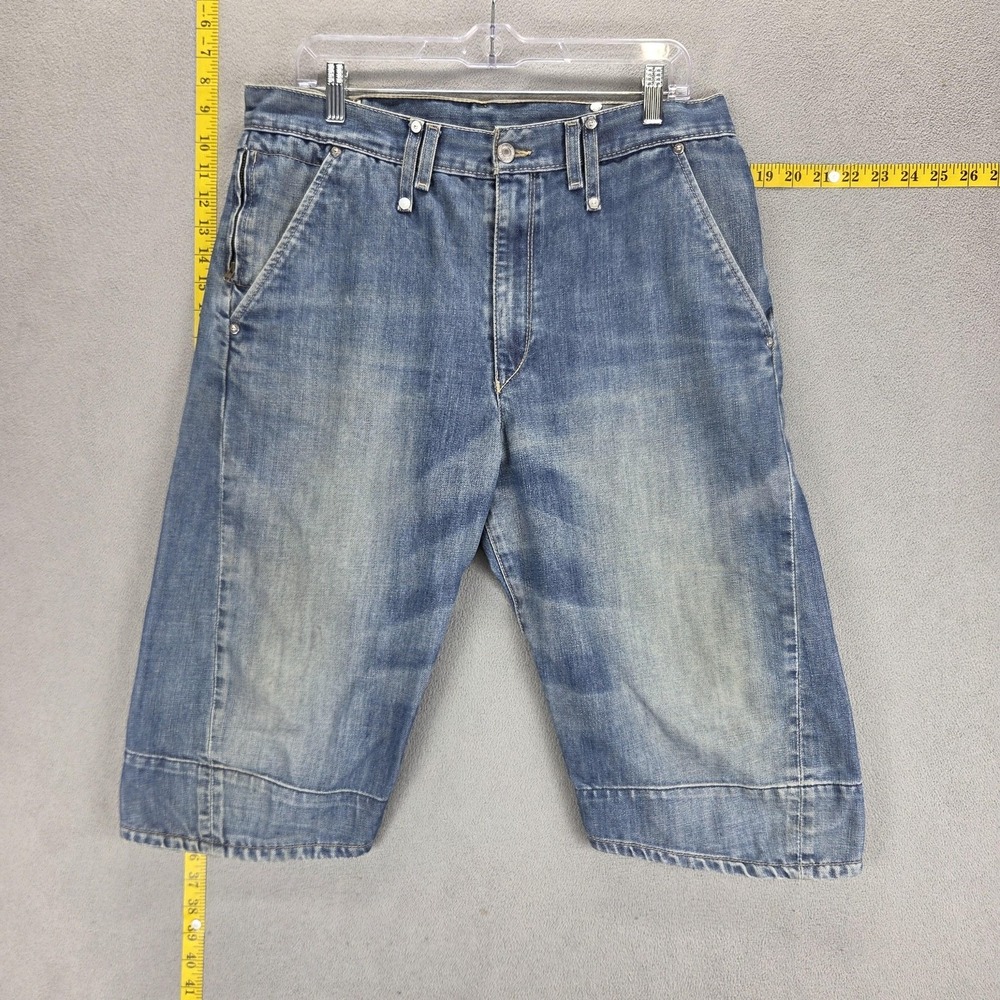 Vintage Levis Engineered Shorts Mens 32 Blue Twisted Zip Fly Flap Pockets
